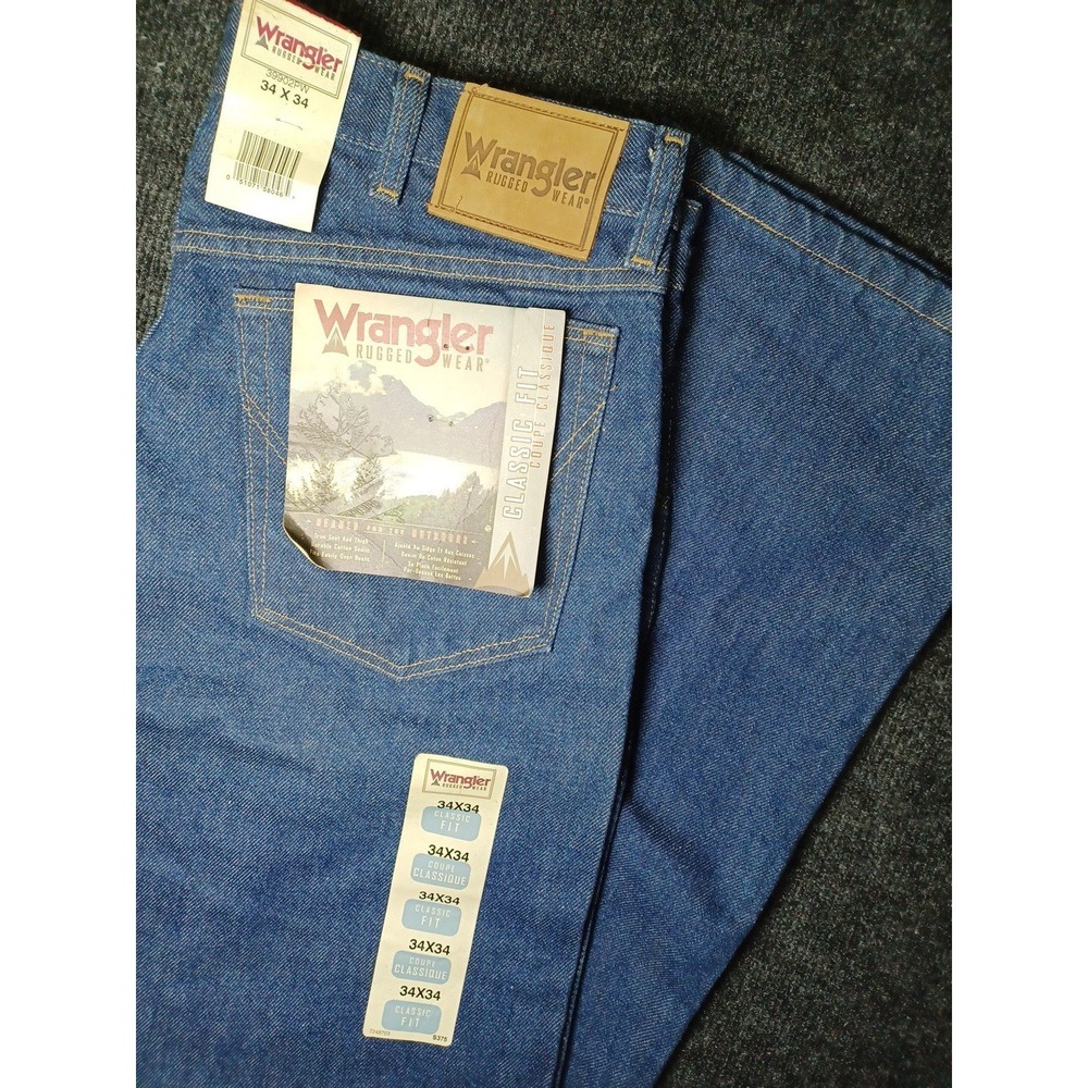 Wrangler Rugged Wear Mens 34x34 Classic Fit Denim Jeans